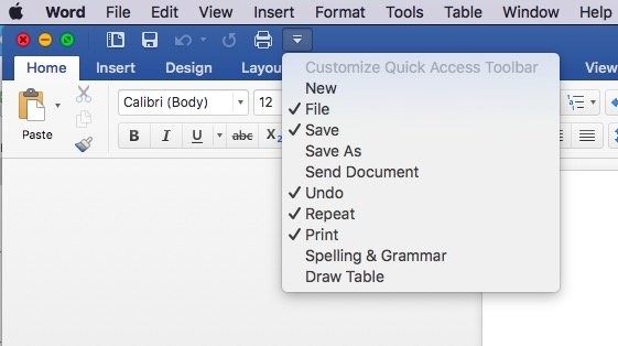 outlook for mac quick access toolbar