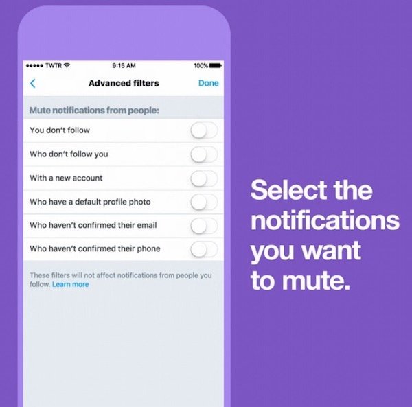 Twitter adds more controls to mute notifications option