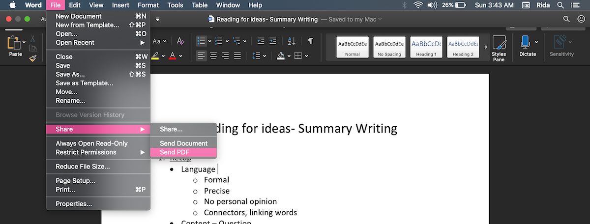 editing word document in mac