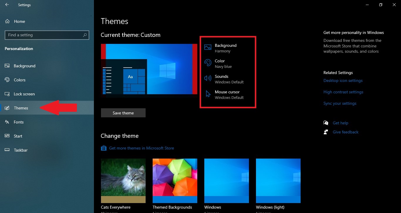custom themes windows 10