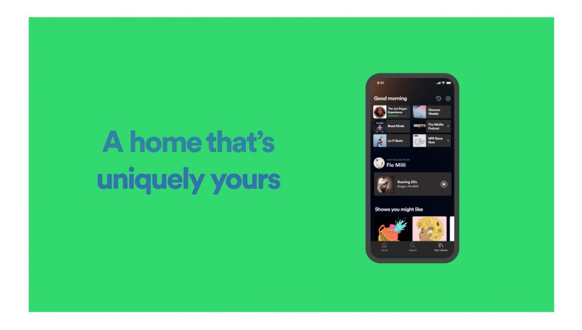 New Spotify 'Home' allows users to directly search music, play podcasts